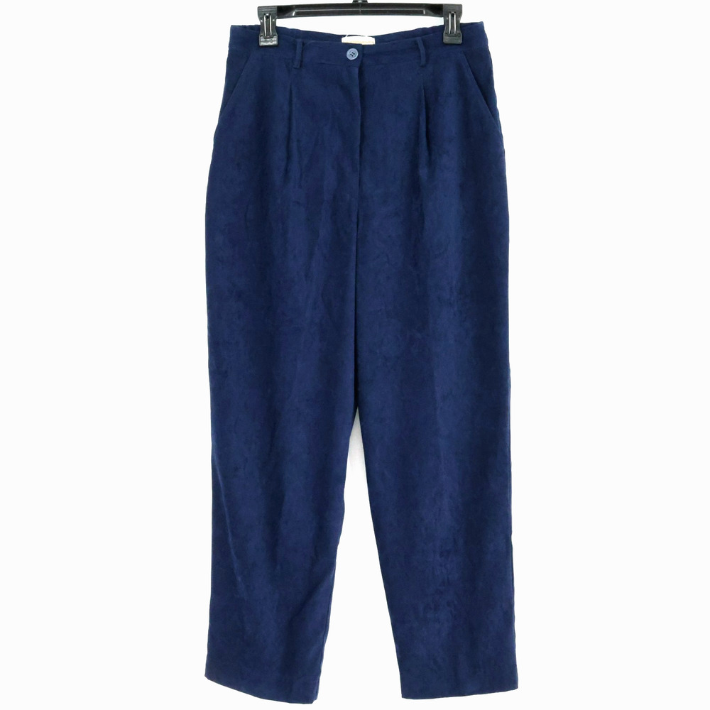 Coldwater Creek Dress Pants Petites PM MP Blue Stretch Faux Suede Straight Leg